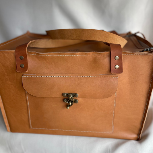 Closed Leather Organiser Case - Light Tan