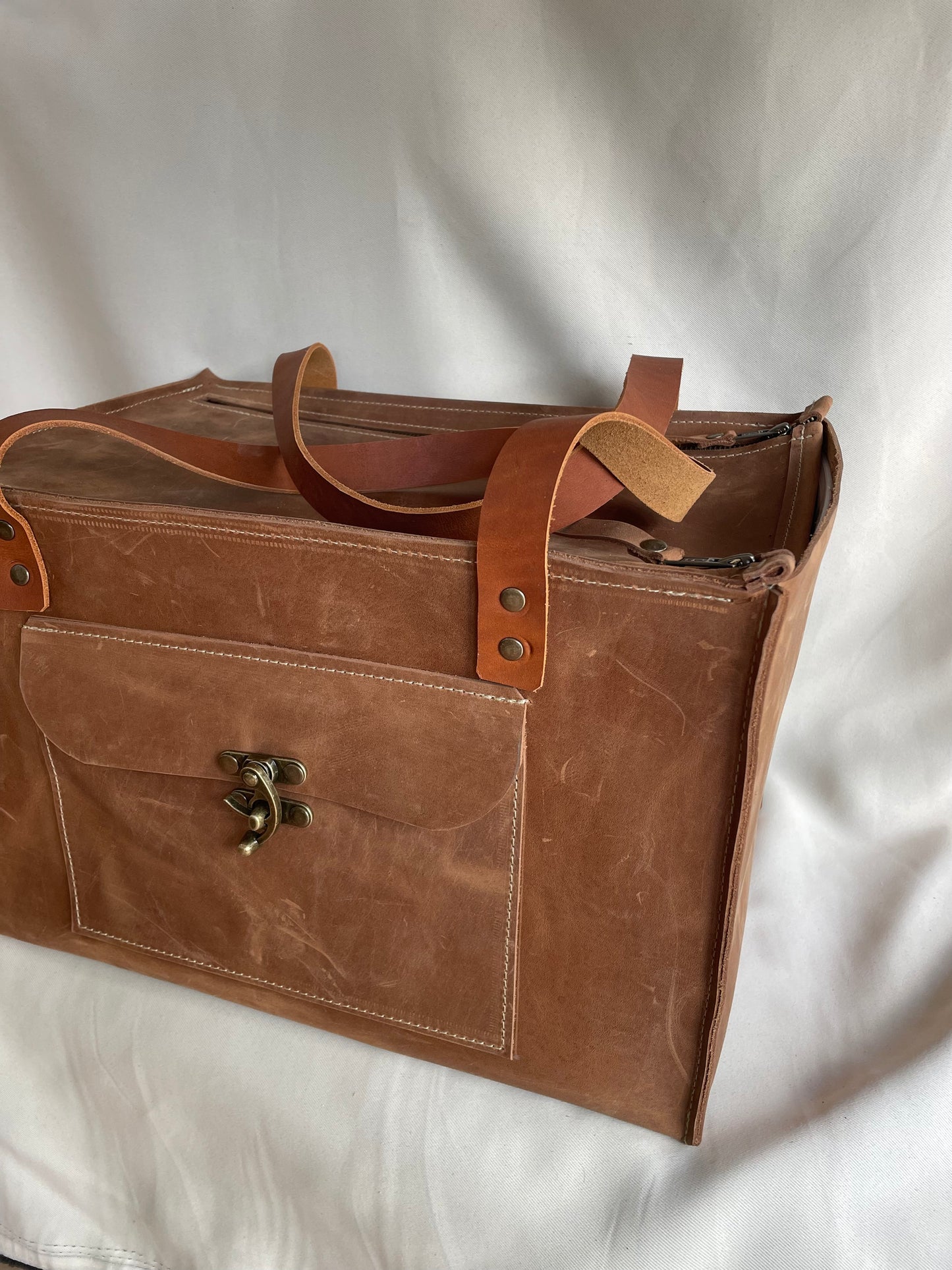Closed Leather Organiser Case - Rustic Stone