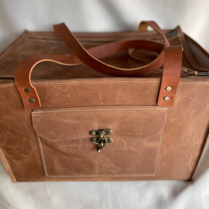 Closed Leather Organiser Case - Rustic Stone