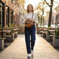 Tan Leather Banana Moonbag