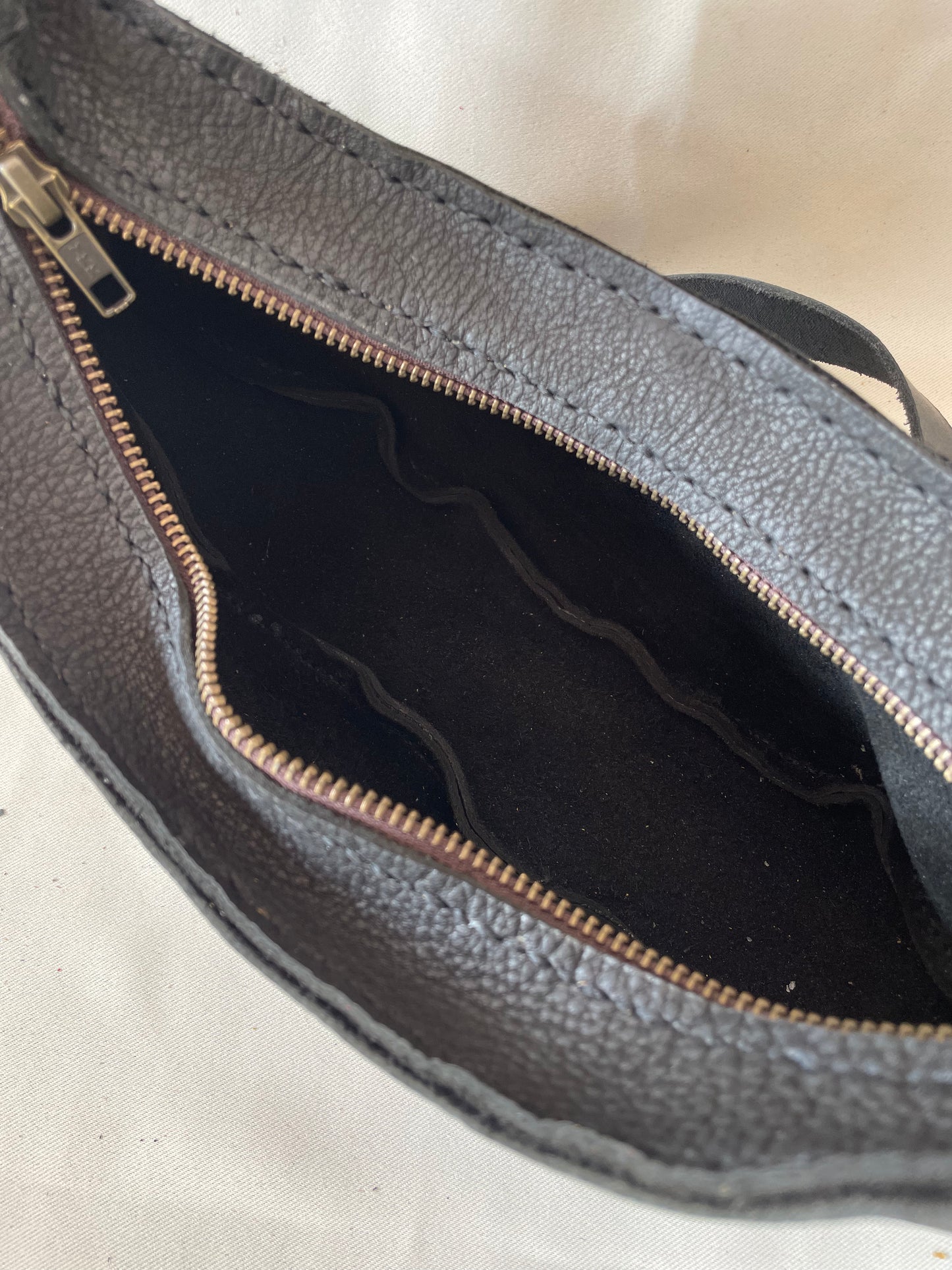 Black Leather Banana Moonbag