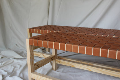 Woven Leather Bench