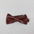 Leather Folded Bow Tie - Brown
