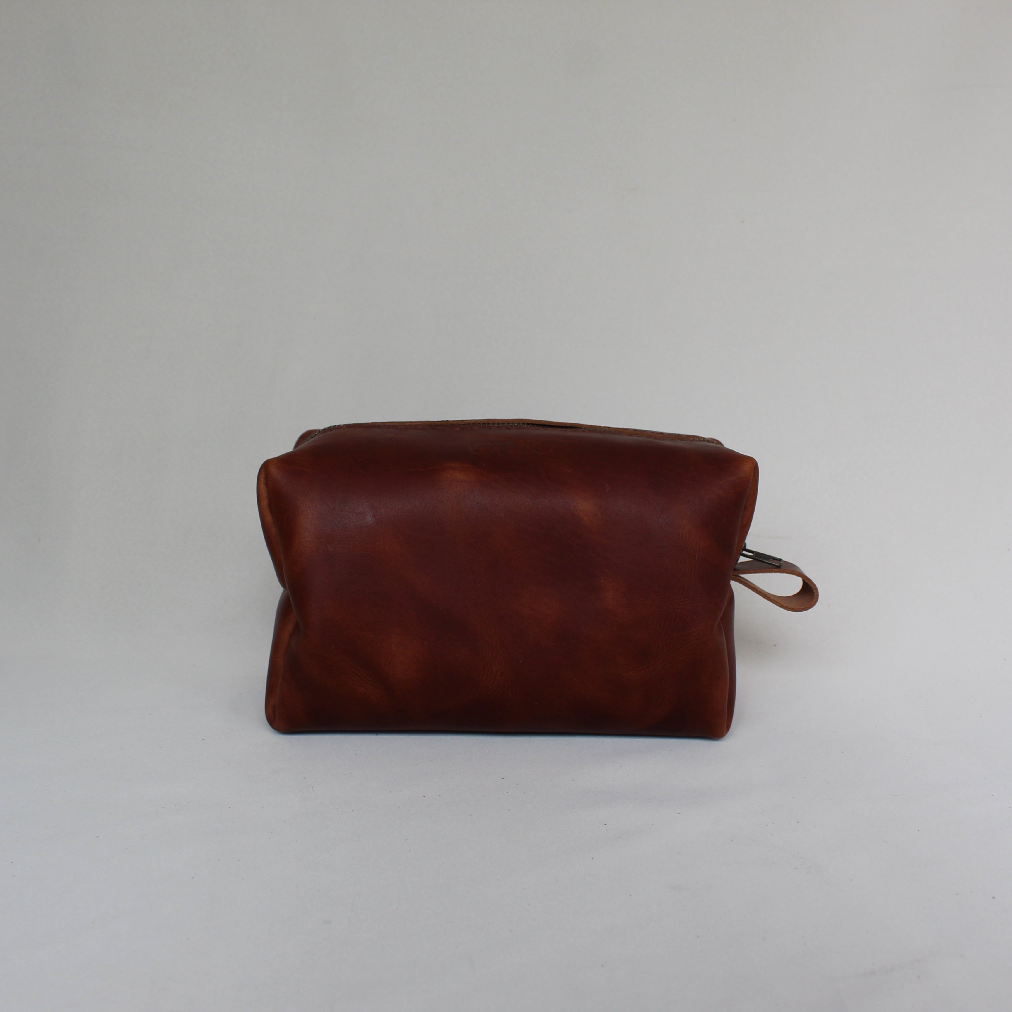 Leather Box Toiletry Bag - Cognac
