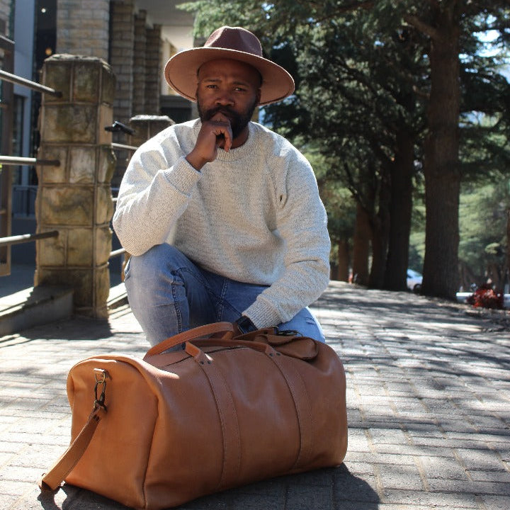 Classic Leather Duffel Bag - Tan