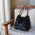 Soft Tote Leather Bag - Black