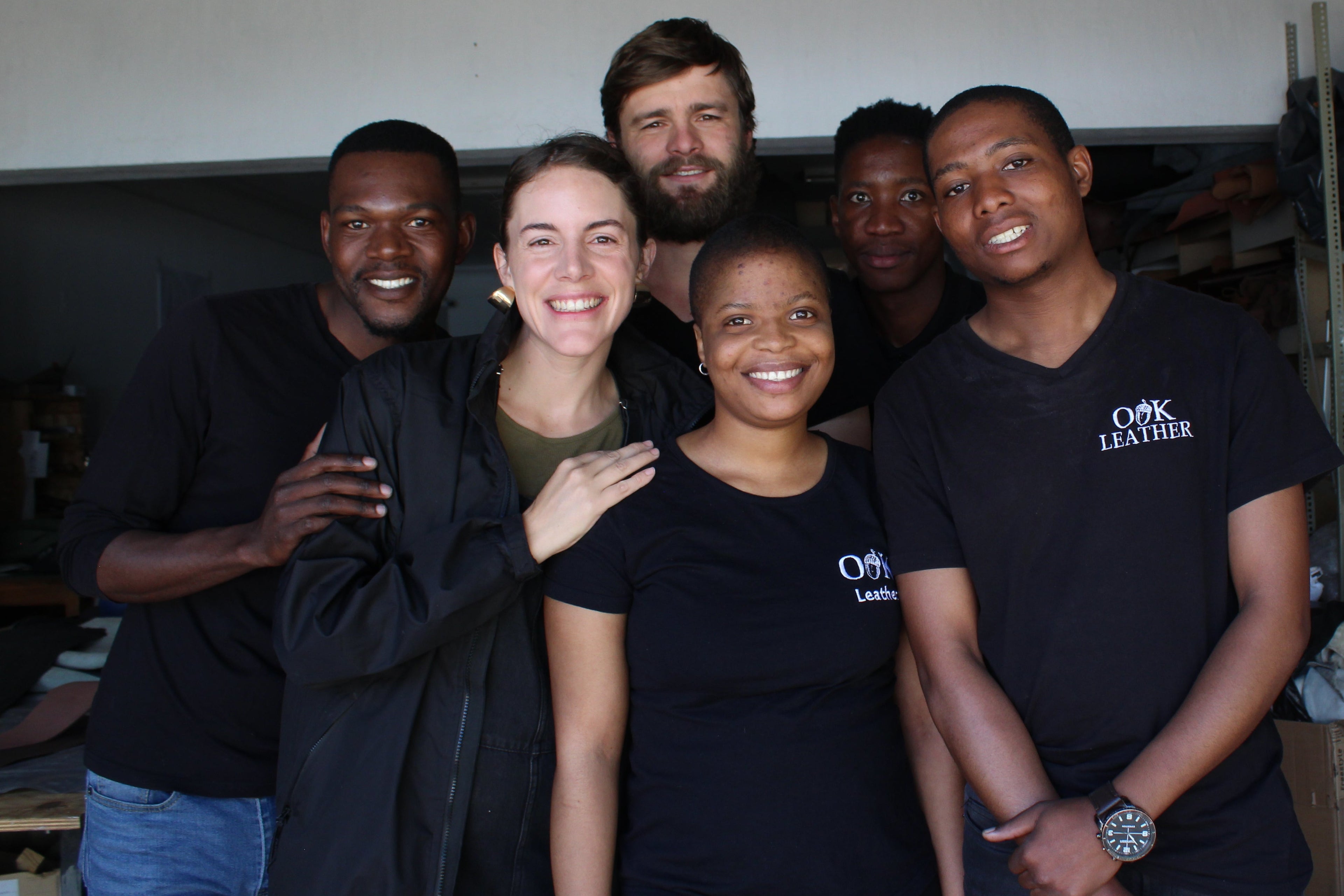 Our staff of Oak Leather posing together in our workshop in Clarens.