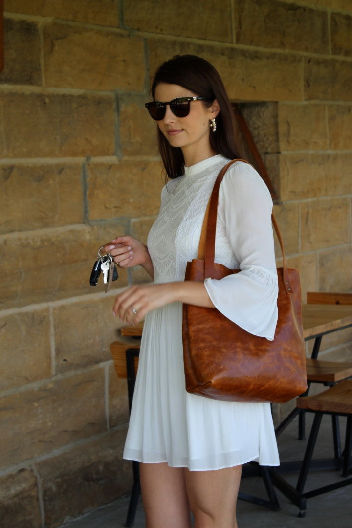 Soft Tote Leather Bag - Tan