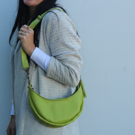 Leather Banana Moonbag - Lime