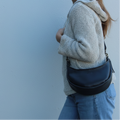 Leather Banana Moonbag - Navy