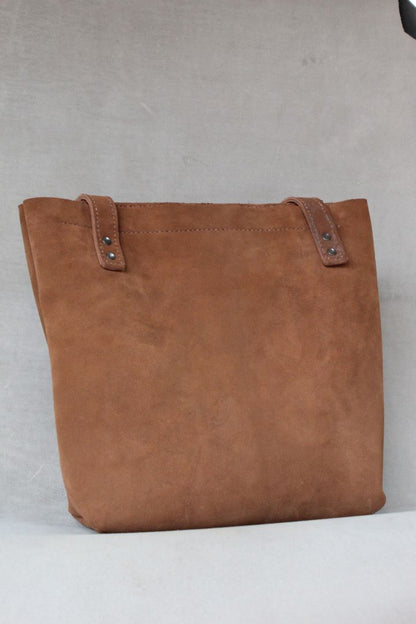 Tote bag in brown suede