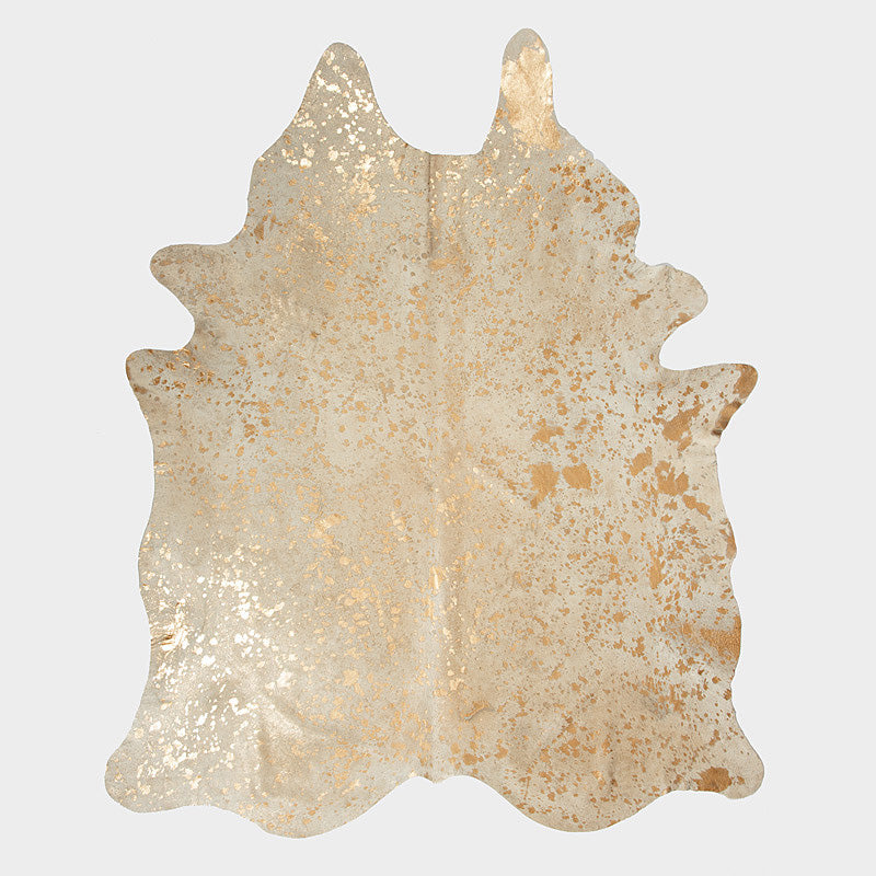 Cow Hide - Metalic gold on white