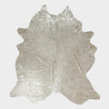 Cow Hide - Metalic silver on white