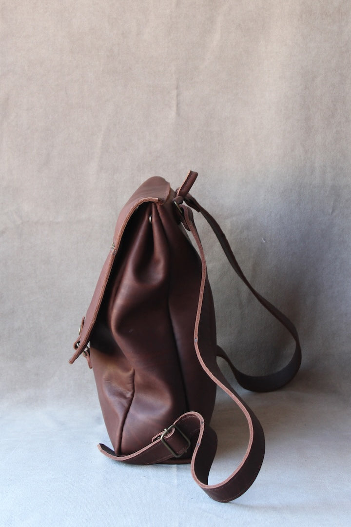 Leather outdoor backpack