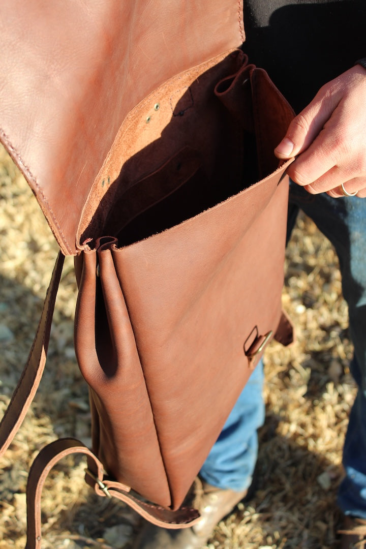 Leather outdoor backpack