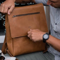 Leather outdoor backpack