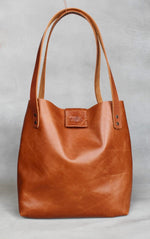 Load image into Gallery viewer, leather soft tote bag in amber
